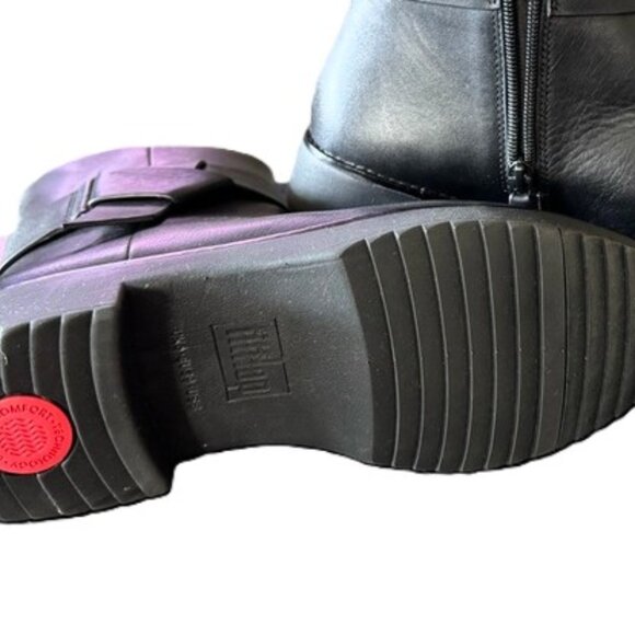 FitFlop Knot Black Leather Ankle Boots | Women's Size 8 | NWT in Box - Picture 8 of 9
